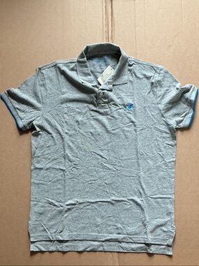 American Eagle Outfitters Gray Polo with Blue Trim Men’s Large